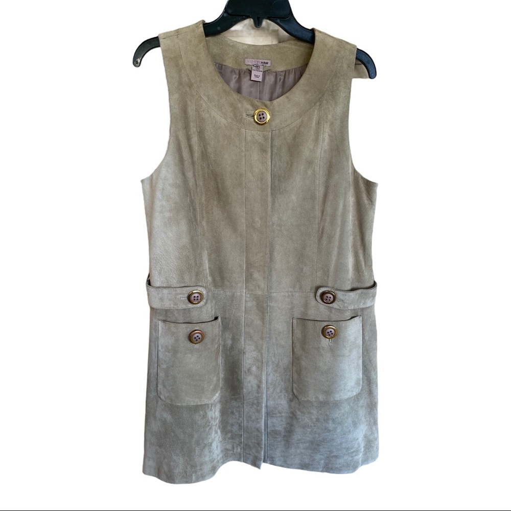 Suede sheath Dress / Sarafan - tan suede M